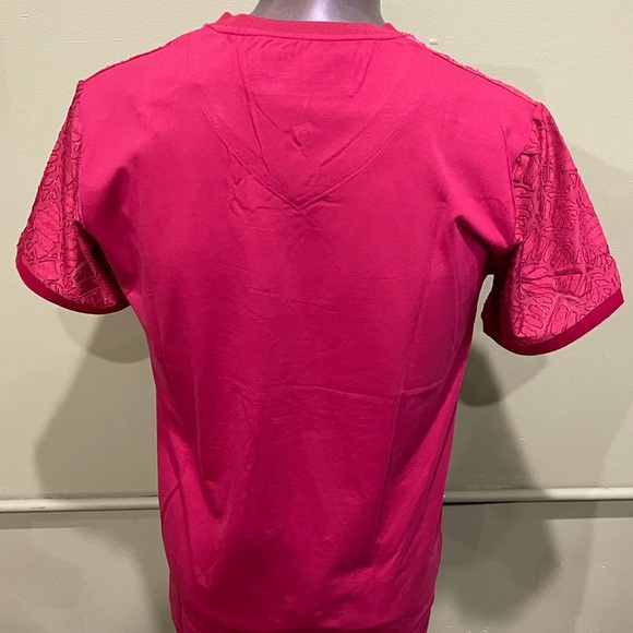 Barabas Men's wine V-Neck Shirt pullover modern fit graphic design - Picture 3 of 4